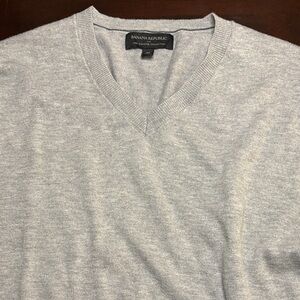 Banana Republic Light Gray V-Neck Sweater